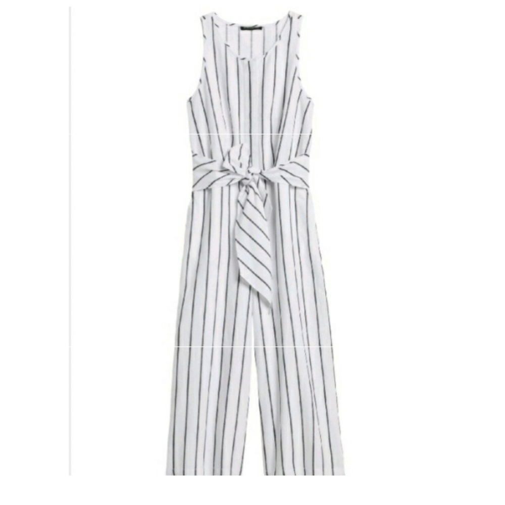 BR Linen Cotton Wide-Leg Cropped Jumpsuit, NWOT